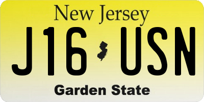 NJ license plate J16USN