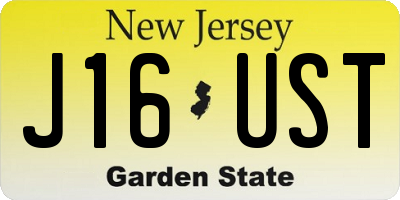 NJ license plate J16UST