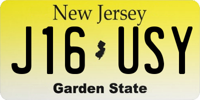 NJ license plate J16USY