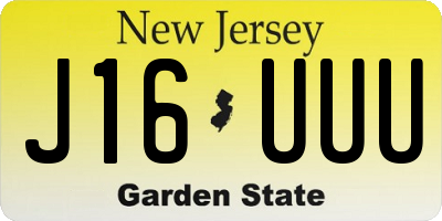 NJ license plate J16UUU