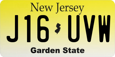 NJ license plate J16UVW