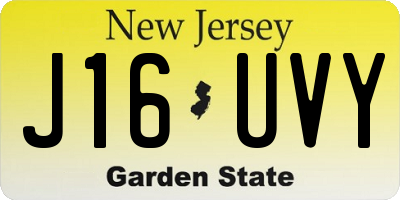 NJ license plate J16UVY
