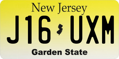NJ license plate J16UXM