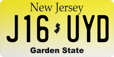 NJ license plate J16UYD