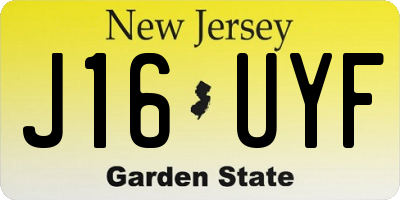 NJ license plate J16UYF