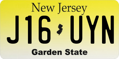 NJ license plate J16UYN