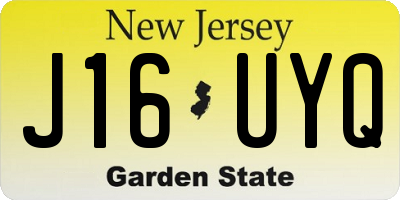 NJ license plate J16UYQ