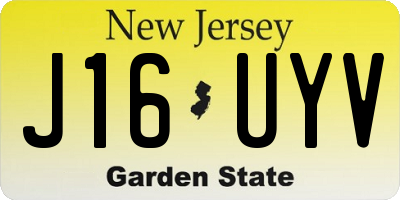 NJ license plate J16UYV