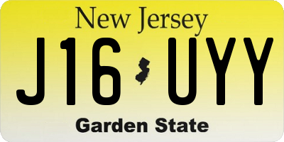 NJ license plate J16UYY
