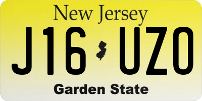 NJ license plate J16UZO