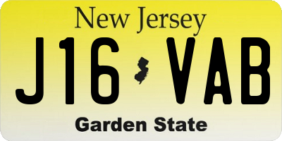 NJ license plate J16VAB
