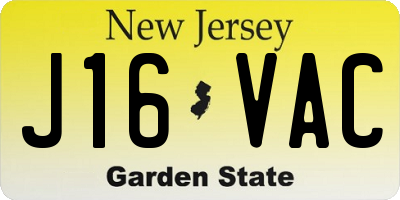 NJ license plate J16VAC