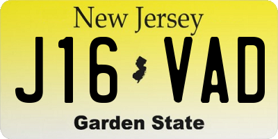 NJ license plate J16VAD