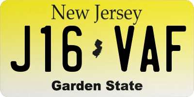 NJ license plate J16VAF