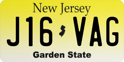NJ license plate J16VAG