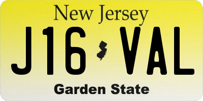 NJ license plate J16VAL