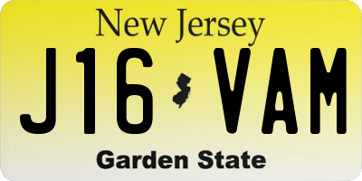 NJ license plate J16VAM