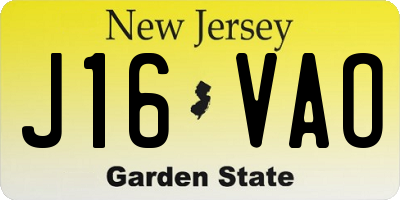 NJ license plate J16VAO