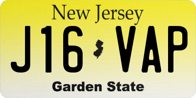 NJ license plate J16VAP