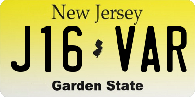NJ license plate J16VAR