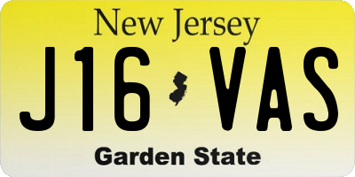 NJ license plate J16VAS