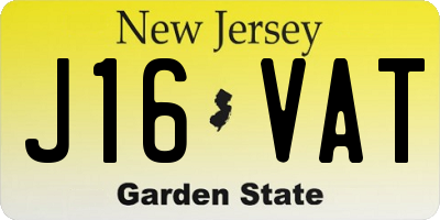 NJ license plate J16VAT