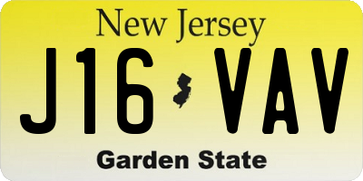 NJ license plate J16VAV