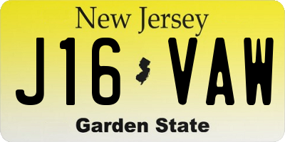 NJ license plate J16VAW