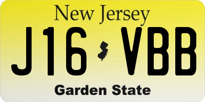 NJ license plate J16VBB