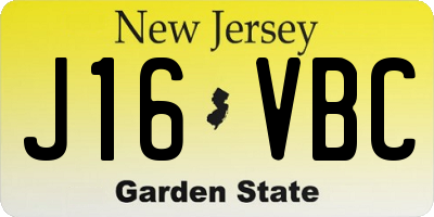 NJ license plate J16VBC