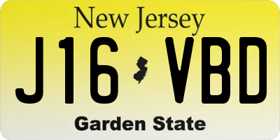 NJ license plate J16VBD