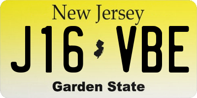 NJ license plate J16VBE