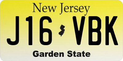 NJ license plate J16VBK