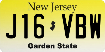 NJ license plate J16VBW