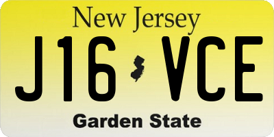 NJ license plate J16VCE