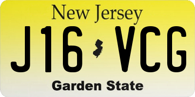 NJ license plate J16VCG