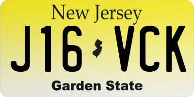 NJ license plate J16VCK