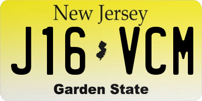 NJ license plate J16VCM