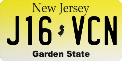 NJ license plate J16VCN