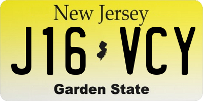 NJ license plate J16VCY