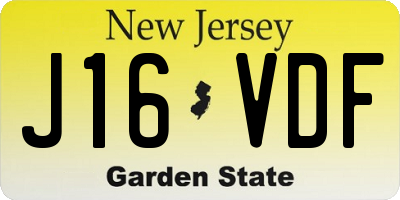 NJ license plate J16VDF