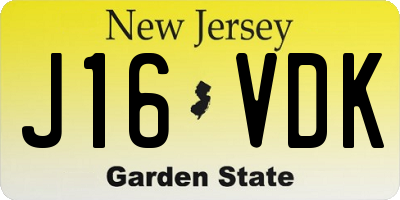 NJ license plate J16VDK