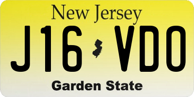 NJ license plate J16VDO