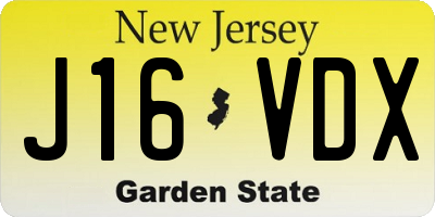 NJ license plate J16VDX