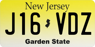 NJ license plate J16VDZ