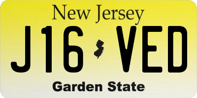 NJ license plate J16VED