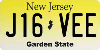 NJ license plate J16VEE