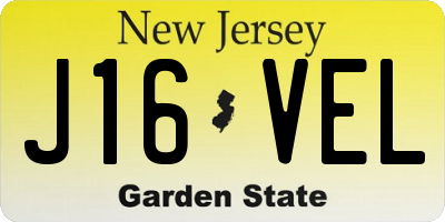 NJ license plate J16VEL