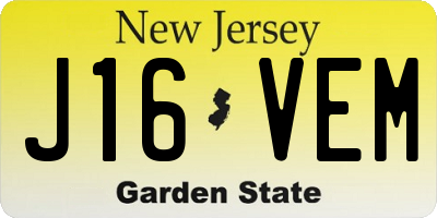 NJ license plate J16VEM