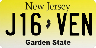 NJ license plate J16VEN